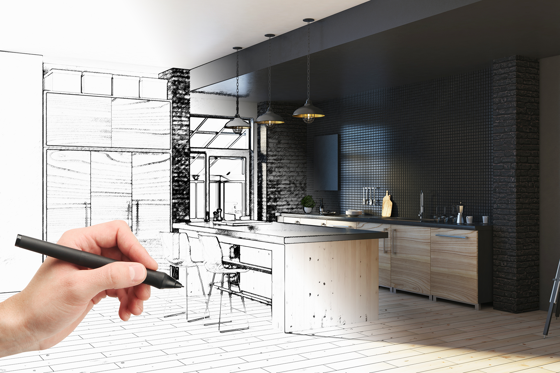 3D rendering of a modern building design